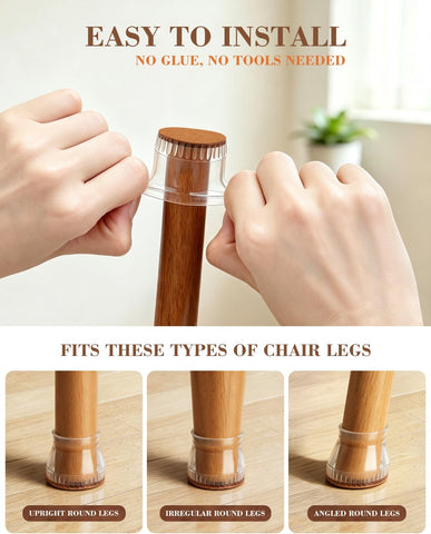 Chair Leg Floor Protectors, 40 Pack Silicone Furniture Pads for Hardwood Floors, Anti-Scratch Furniture Sliders Felt Pads, Noise-Reducing Chair Feet Covers, Table Legs Fit Sizes to(0.51" to 0.89")