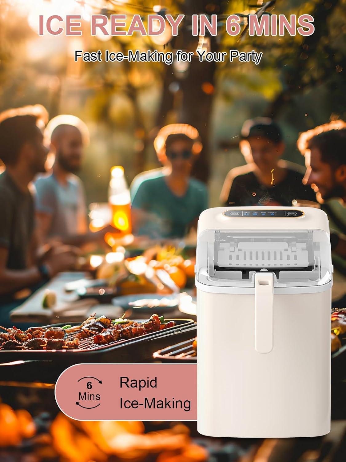 F.W.WOOLWORTHS Countertop Ice Maker, Portable Ice Cube Machine, White