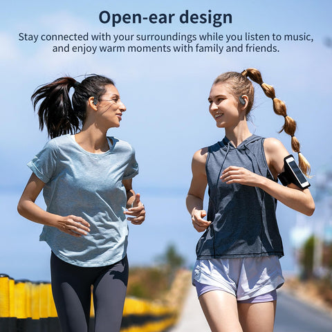 Eigsupia Open Ear Headphones, Bluetooth Headphones 5.3 Sports with Smart Digital Display, 36H Playtime, IP54 Waterproof, Wireless Earbuds Lightweight Design Fit Cycling, Running, Workout (Black)