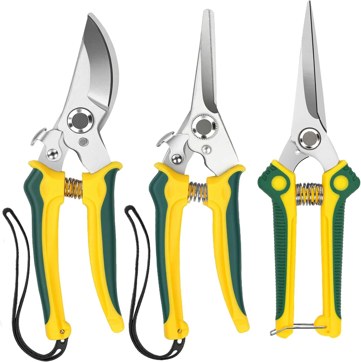 EWPJDK 3 Pack Garden Pruning Shears Scissors Clippers (Yellow)