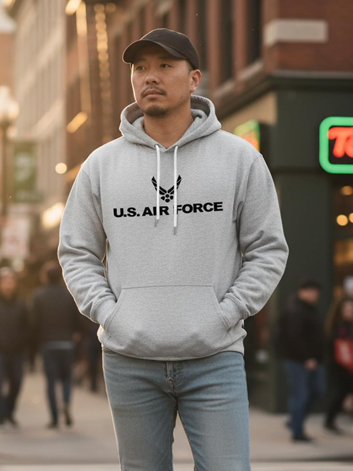 zerogravitee Air Force Pullover Hooded Sweatshirt in Sport Grey