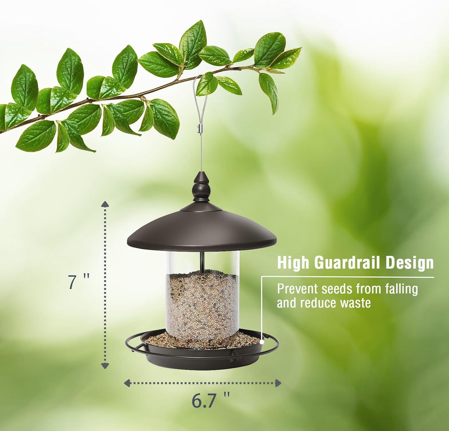 Youvip Metal Roof Bird Feeder - Chew Proof for Outdoor Hanging Wild Bird Seeds. Bronze