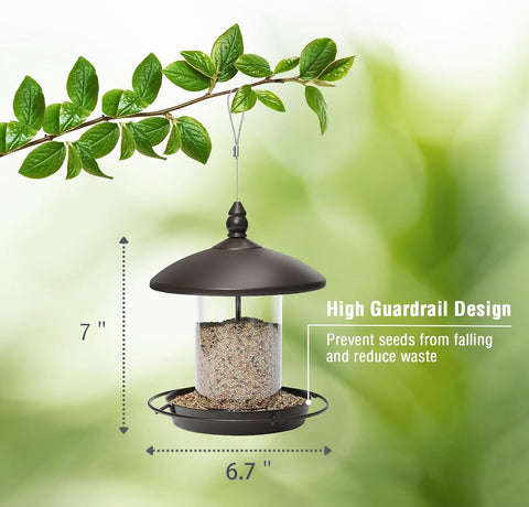 Youvip Metal Roof Bird Feeder - Chew Proof for Outdoor Hanging Wild Bird Seeds. Bronze