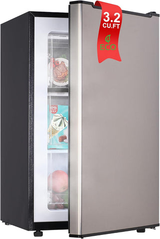 BODACIOUS 3.2 Cu.Ft Mini Freezer - Compact Upright Small Freezer - Silver