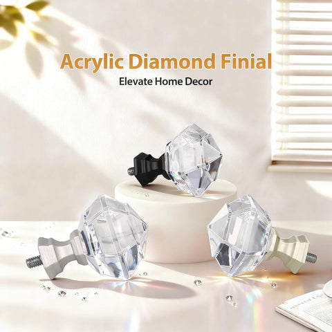 TONIAL Curtain Rods for Windows 28 to 48 In, Acrylic Diamond Finial