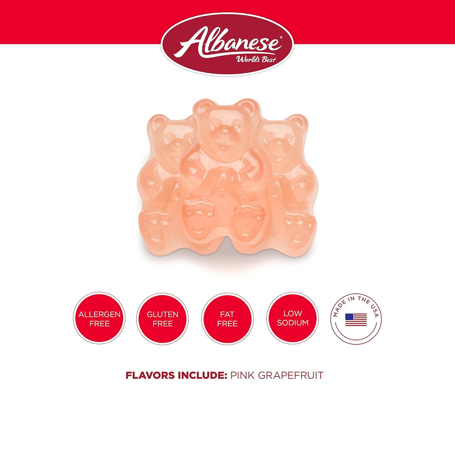 Albanese Candy, Pink Grapefruit Gummi Bears, 5-pound Bag