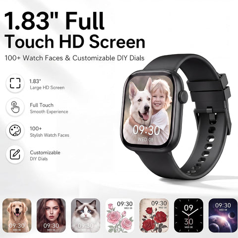 Smart Watch for Women Men, Bluetooth Answer/Make Call, 1.83" HD Touchscreen