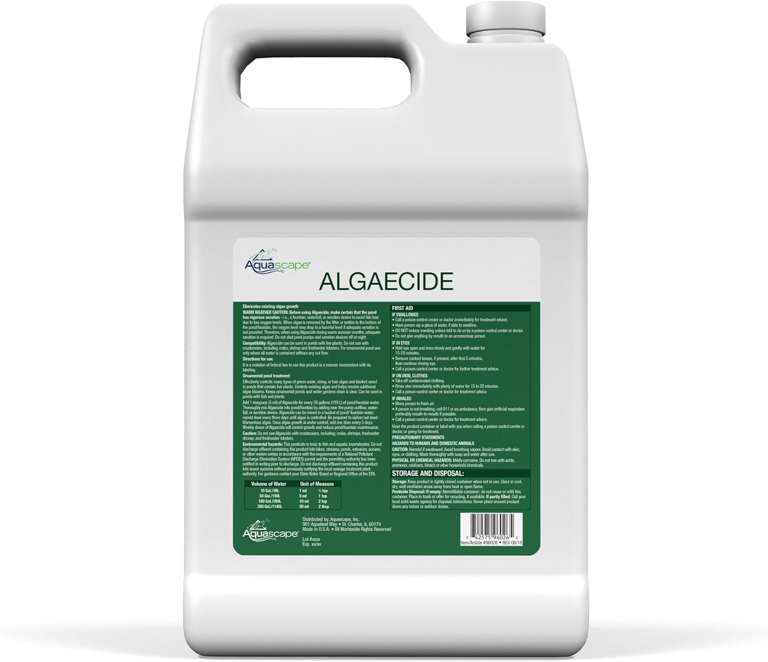 Aquascape 96026 Algaecide for Pond, Waterfall, and Water Features, 1-Gallon