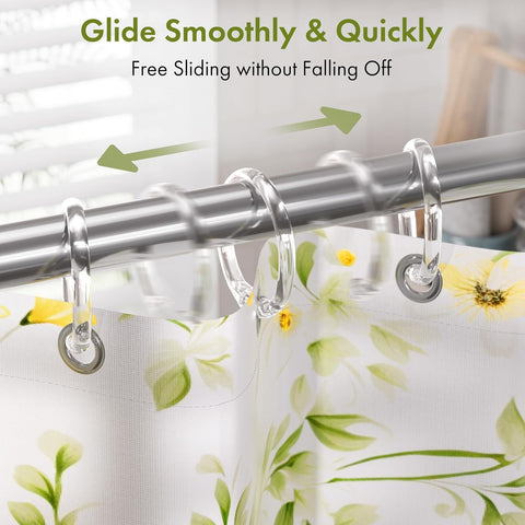 Amazer Plastic Shower Curtain Rings, 24 Pcs Shower Curtain Hooks, O Shape Clear Shower Curtain Hooks Rings, Easy to Snap Closure, Shower Hooks for Shower Curtain and Liner Bathroom
