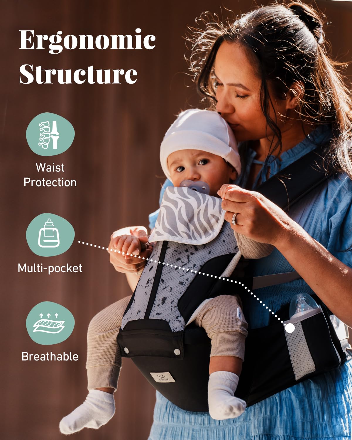 MOMTORY Safety-Certified 6-in-1 Baby Carrier Newborn to Toddler, Black