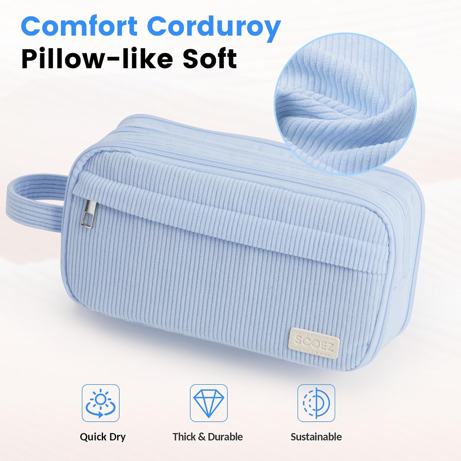 Sooez High Capacity Pencil Case, Soft Corduroy Pencil Pouch