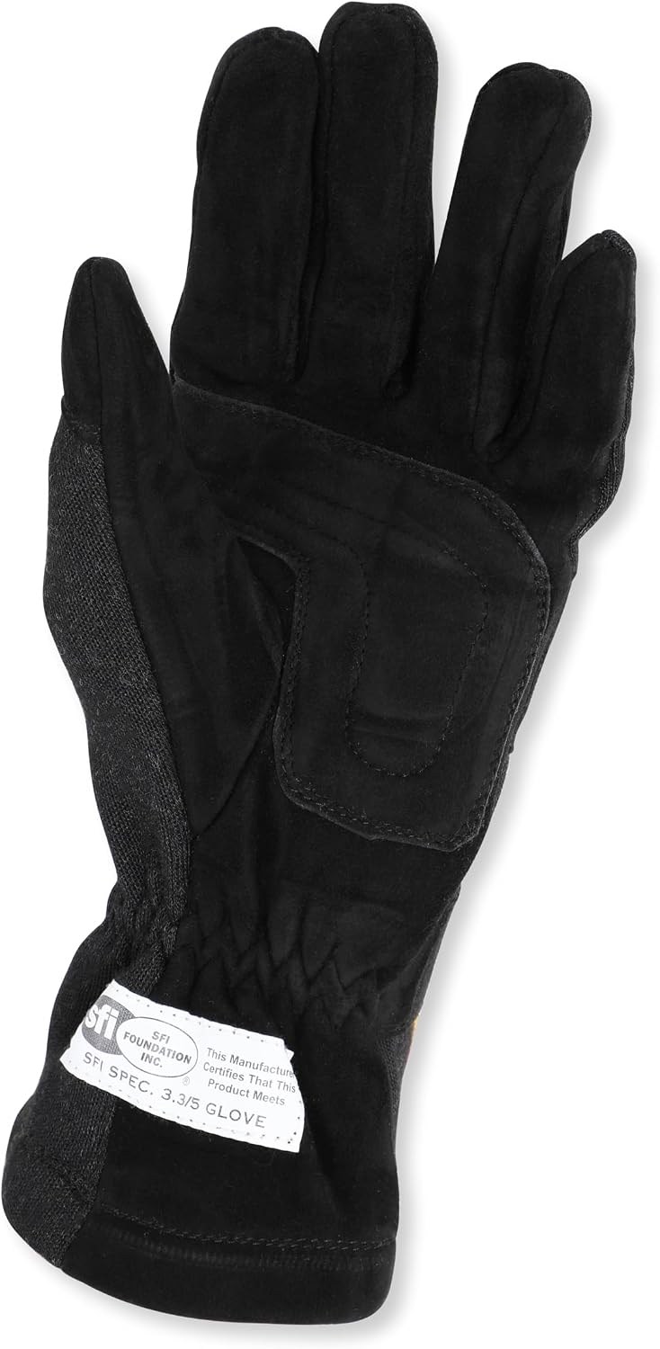 RaceQuip 355005RQP 355 Series Racing Gloves - SFI 3.3/5 - Black/Black - Large