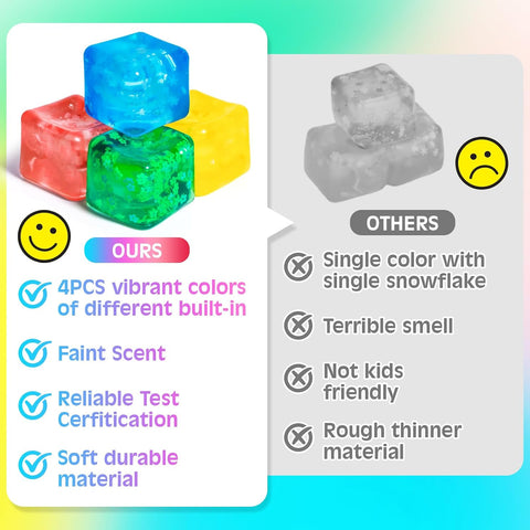 VISCOO 4 Pack Fidget Toy Stress Cube, Slow Rise Stress Balls Cube Squishy
