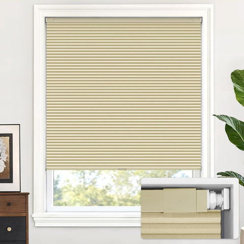 LazBlinds No Drill Cordless Cellular Shades, 20 1/2" W × 48" H, Soft Cream