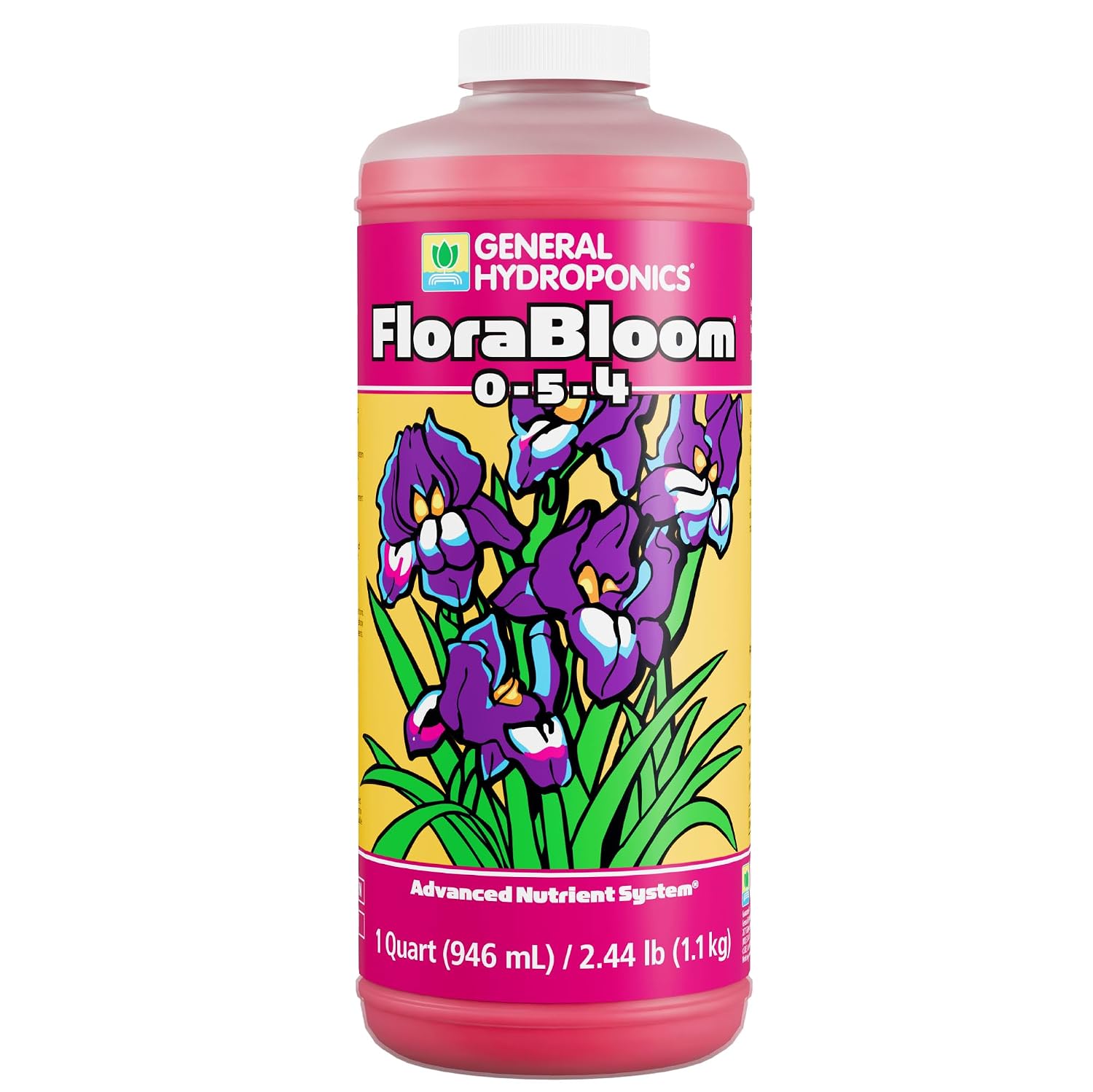 General Hydroponics FloraBloom 0-5-4 Plant Food, Part of FloraSeries Advanced Nutrient System for Plants, 1 Quart