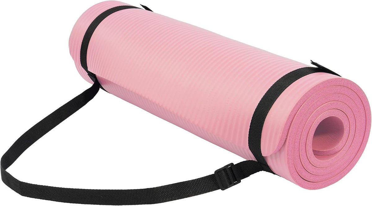 Fitvids Yoga Mat, 1/2-Inch Extra Thick High Density Exercise Mat, Anti-Tear Exercise Yoga Mat with Carrying Strap, Suitable for Various Yoga Exercises