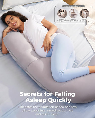 Momcozy Original F Shaped Cooling Pregnancy Pillow, Adjustable Wedge Pillow