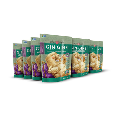 GIN GINS Original Ginger Chews Made w/ Fresh Ginger 3oz 12Pk