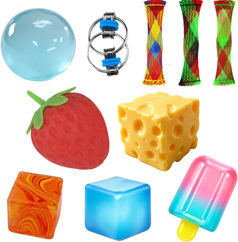 Cheese Squishy Toy, Slow-Rising Cheese Squishy Squeeze Block, Stress Balls for Adults, Stress & Anxiety Relief Fidget Gift,Stress-Relief Set for the Office and Classroom (Colorful 10PCS)
