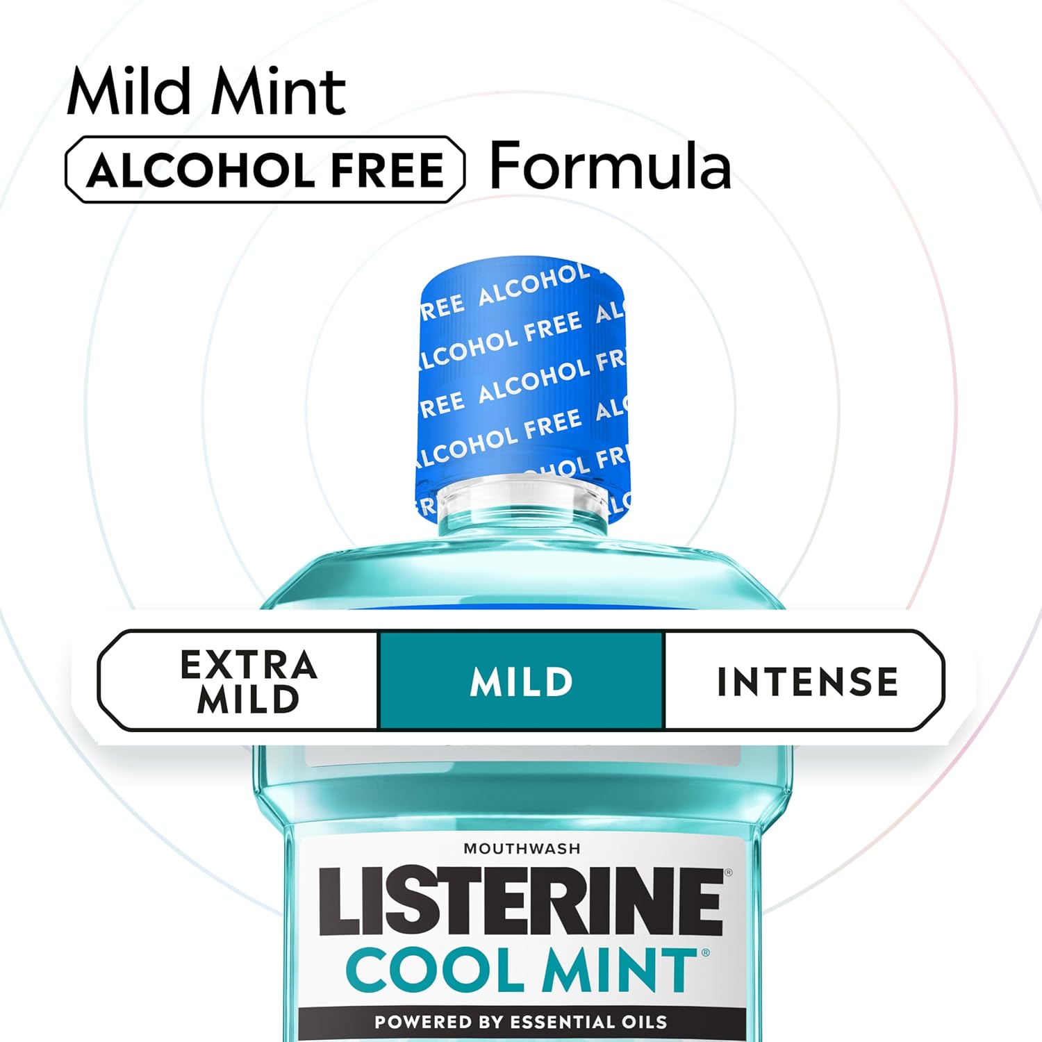 Listerine Cool Mint Alcohol Free Mouthwash, Mild Mint, 33.8 fl. oz/1 L
