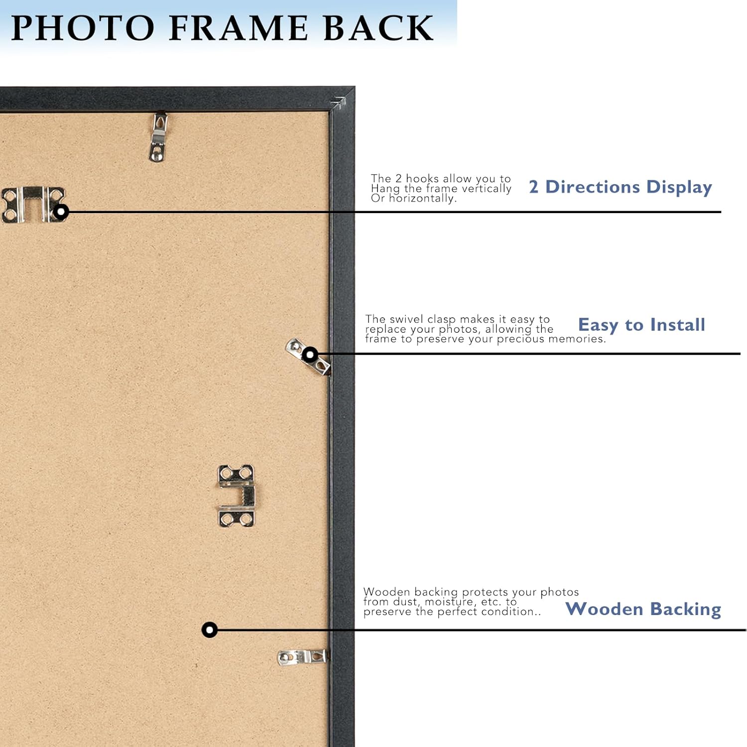 Wood 18x22 Picture Frame Black for Wall Hanging, 18 x 22 Frame Photo Frame for Wall Horizontally or Vertically, Black, 1 Pack