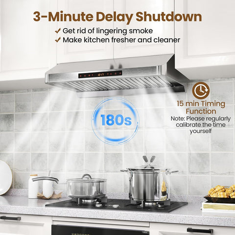 ARLIME Range Hood 30 Inch Under Cabinet, 900 CFM Kitchen Stove Vent