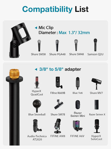 InnoGear Desktop Microphone Stand Holder Mic Stand Desk Mount for Fifine