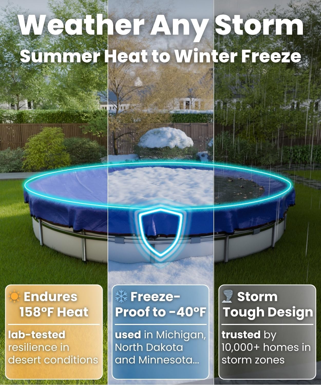 Winter Pool Cover 24 ft Round for Above Ground Pools, Heavy-Duty All-Season