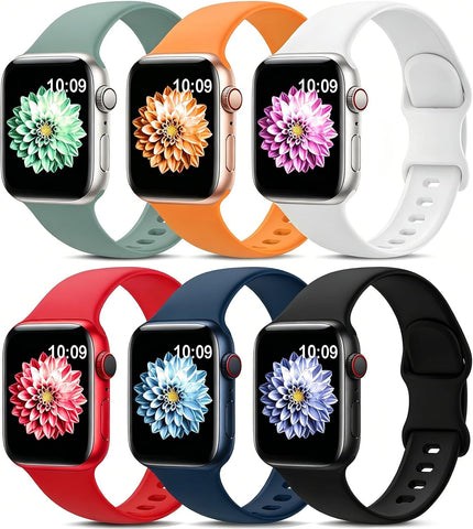 6 Pack Sport Silicone Bands Compatible with Apple Watch Band for Women Men