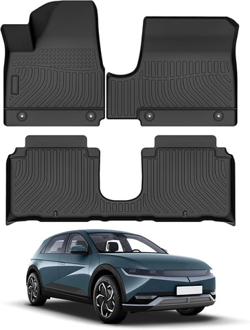 Floor Mats Custom Fit for Hyundai Ioniq 5 with Movable Console 2022 2023 2024 2025 Accessories All Weather Floor Liner Front & Rear 2 Rows Car Carpet Protection TPE Odorless