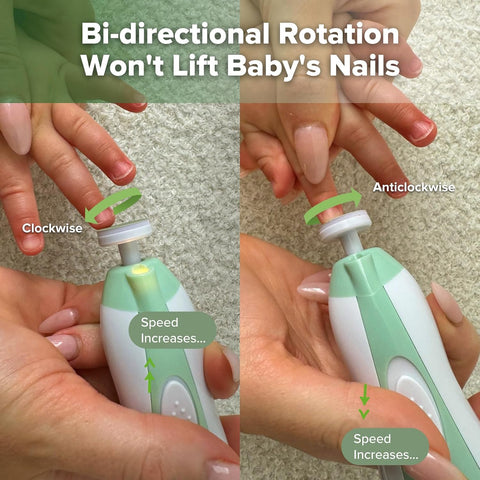 haakaa Electric Baby Nail File, LED Light Baby Nail Trimmer, Green