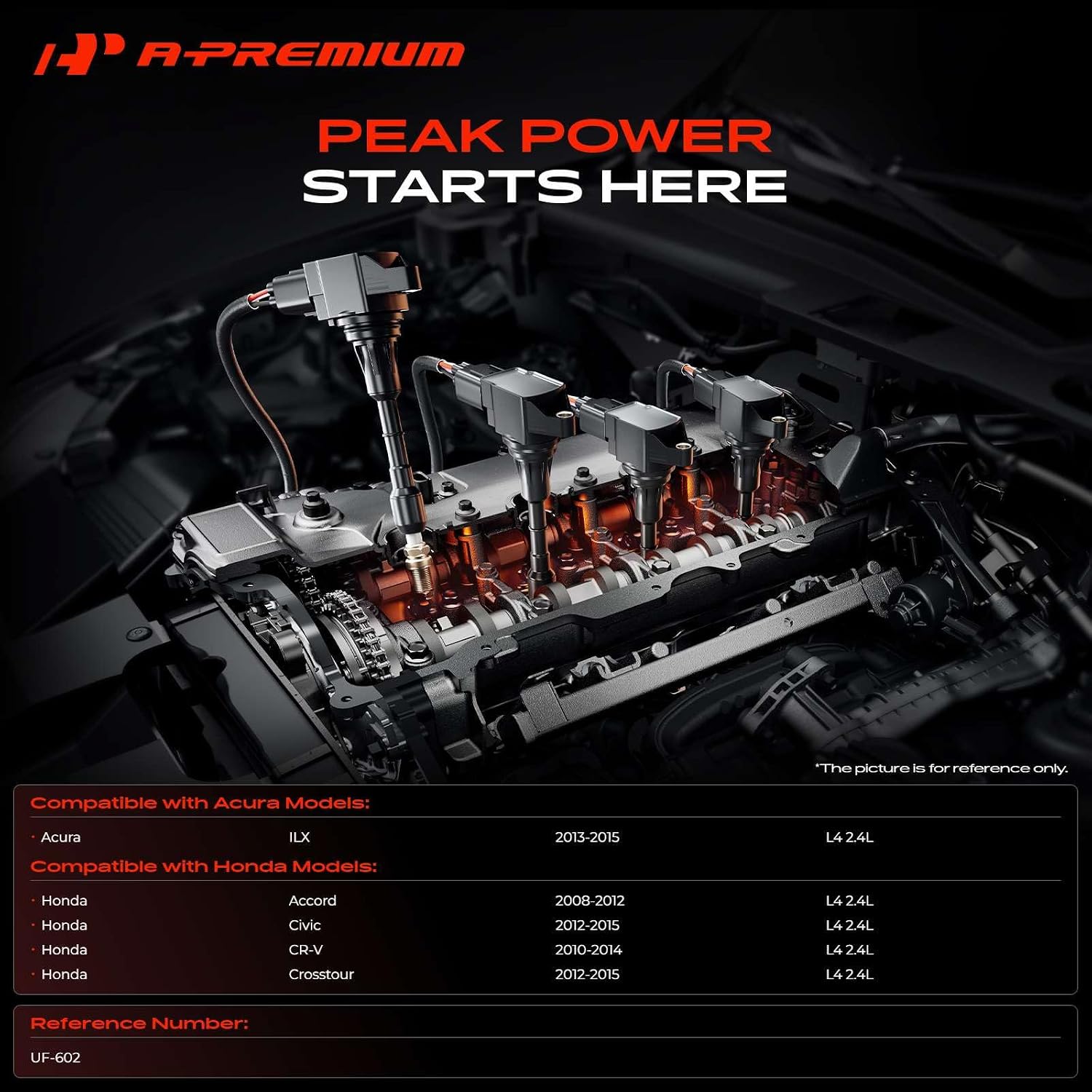 A-Premium Set of 4 Ignition Coil Pack and Iridium Spark Plugs