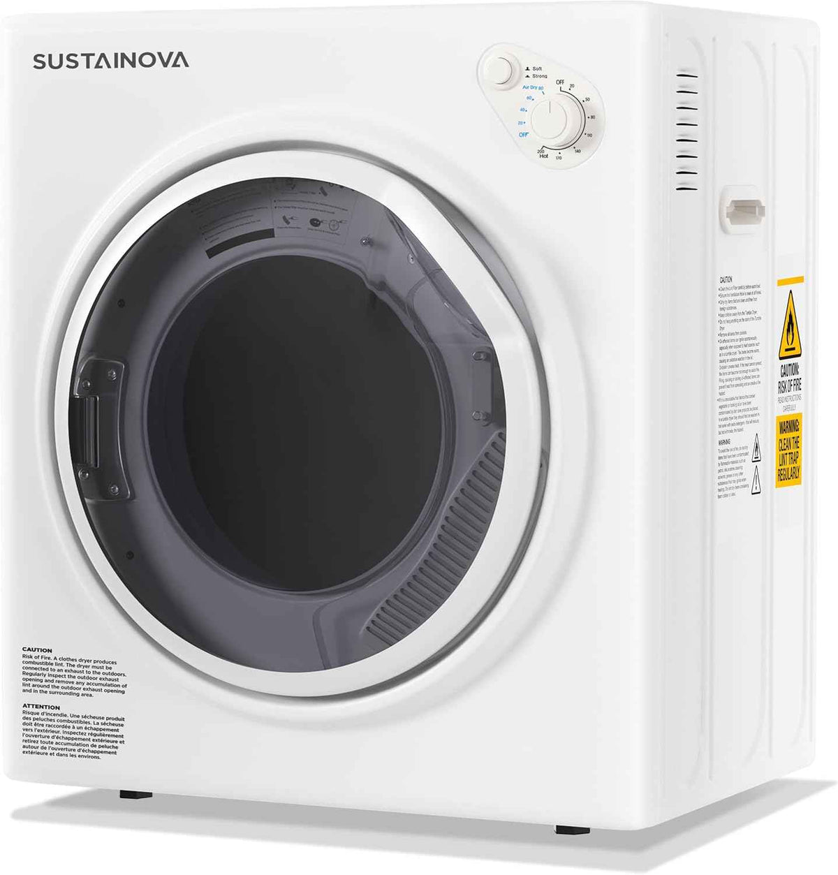 Elevon Portable Clothes Dryer 1350W, Compact Dryer for laundry with 5 Drying Modes, 2.6 Cu.ft Front Load Dryer Machine, Stainless Steel Tub for Small Space, RVs, Overheat Protection, Black & White