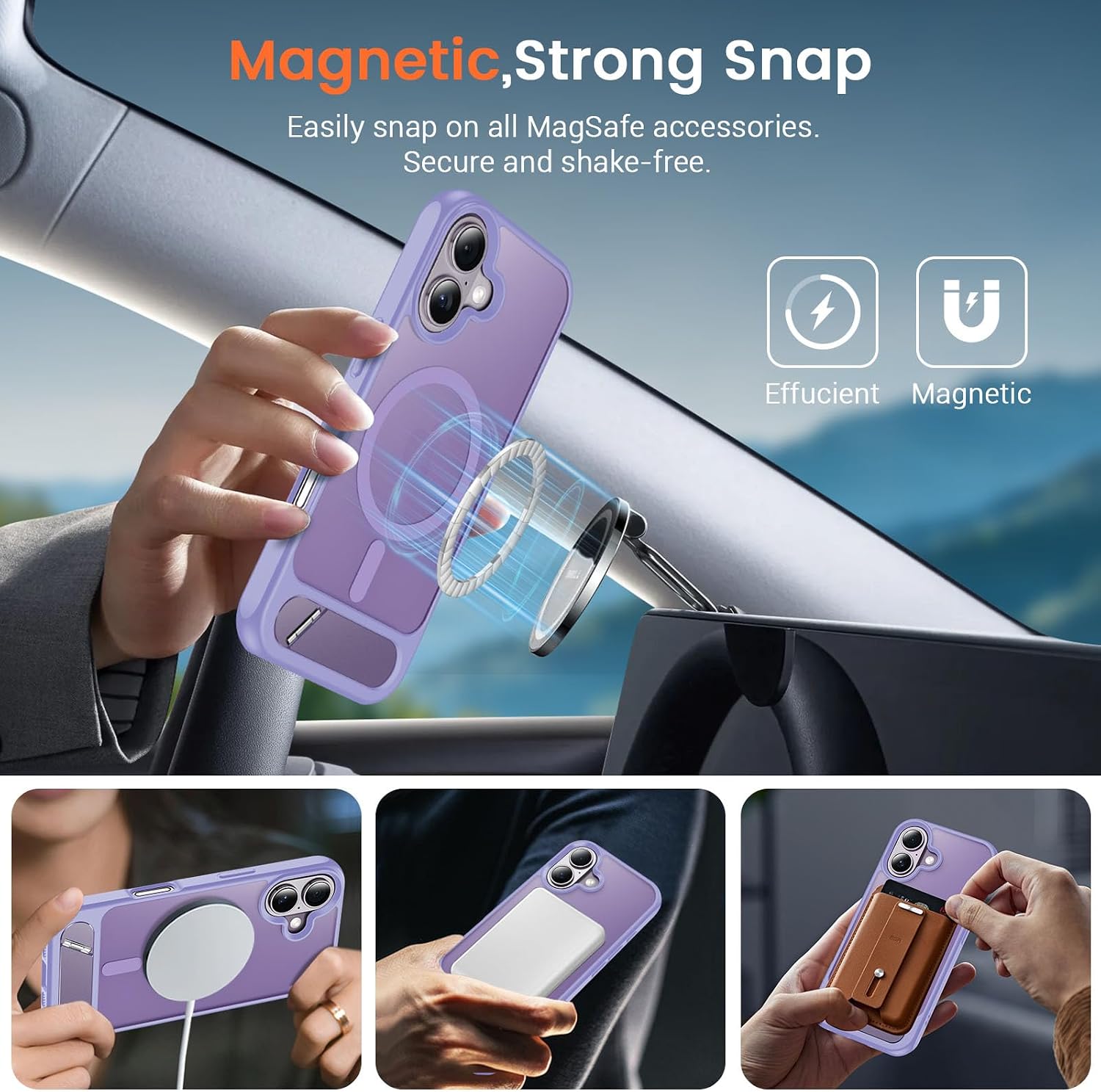 Magnetic for iPhone 16 Case with Stand Light Purple