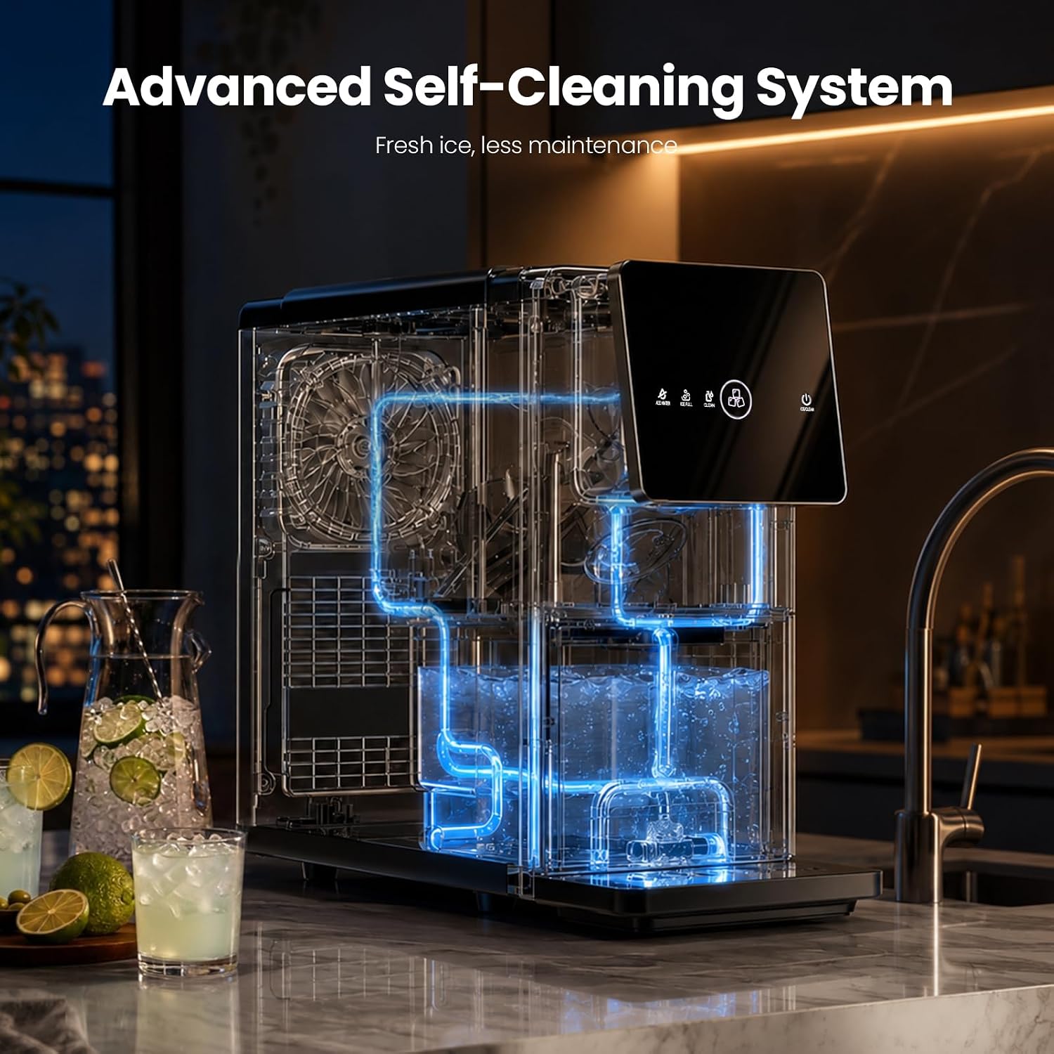AGLUCKY Nugget Ice Maker Countertop with One-Touch Dispensing