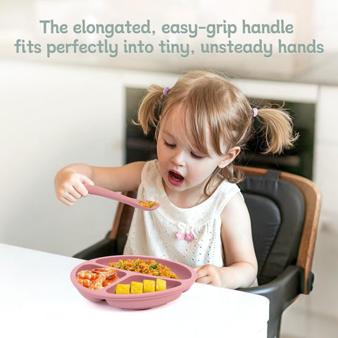 Eascrozn 6 Pack Silicone Baby Spoons Self Feeding 6 Months+, BPA Free