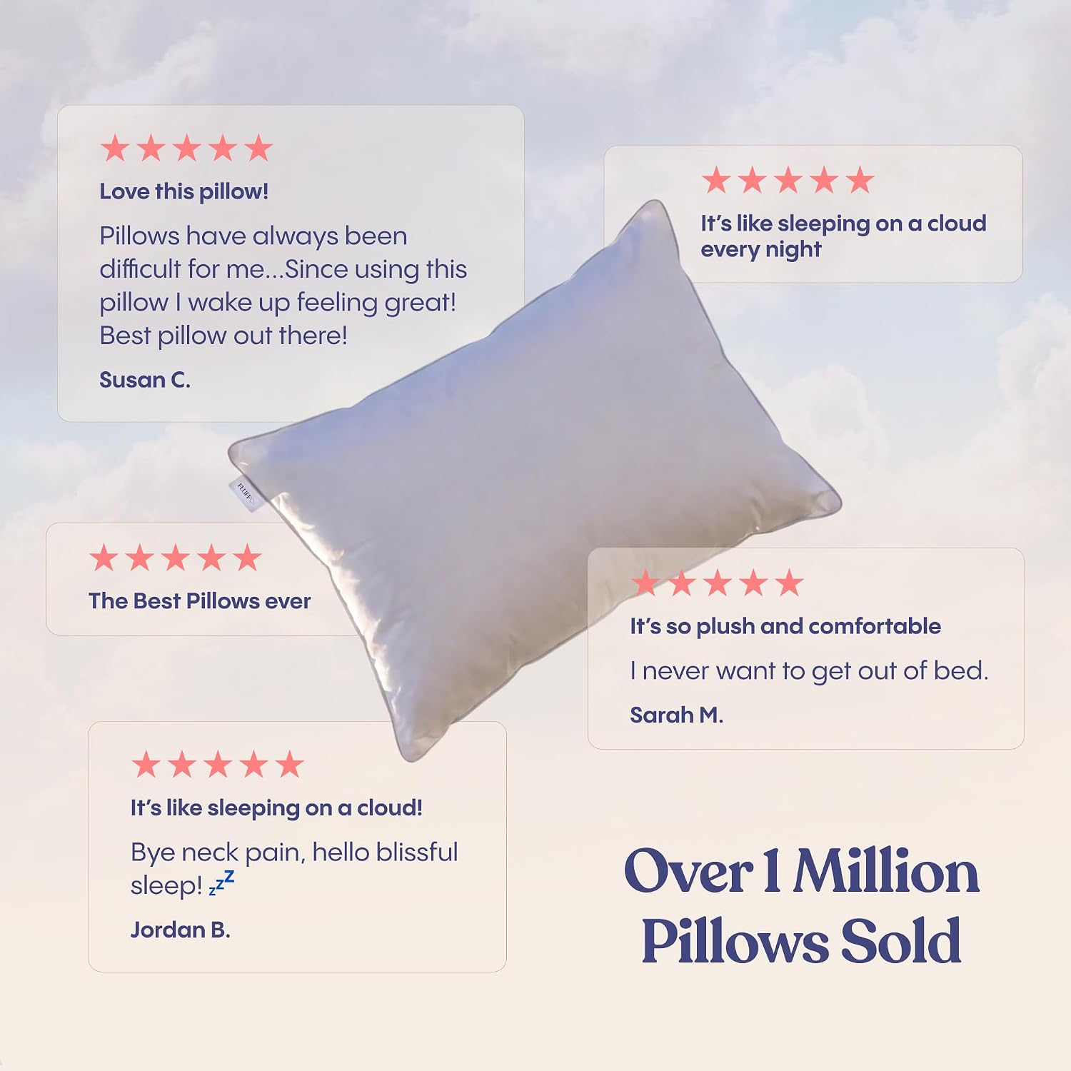 FluffCo Down Alternative Bed Pillows - Standard/Queen Size, Soft (2 Pack)