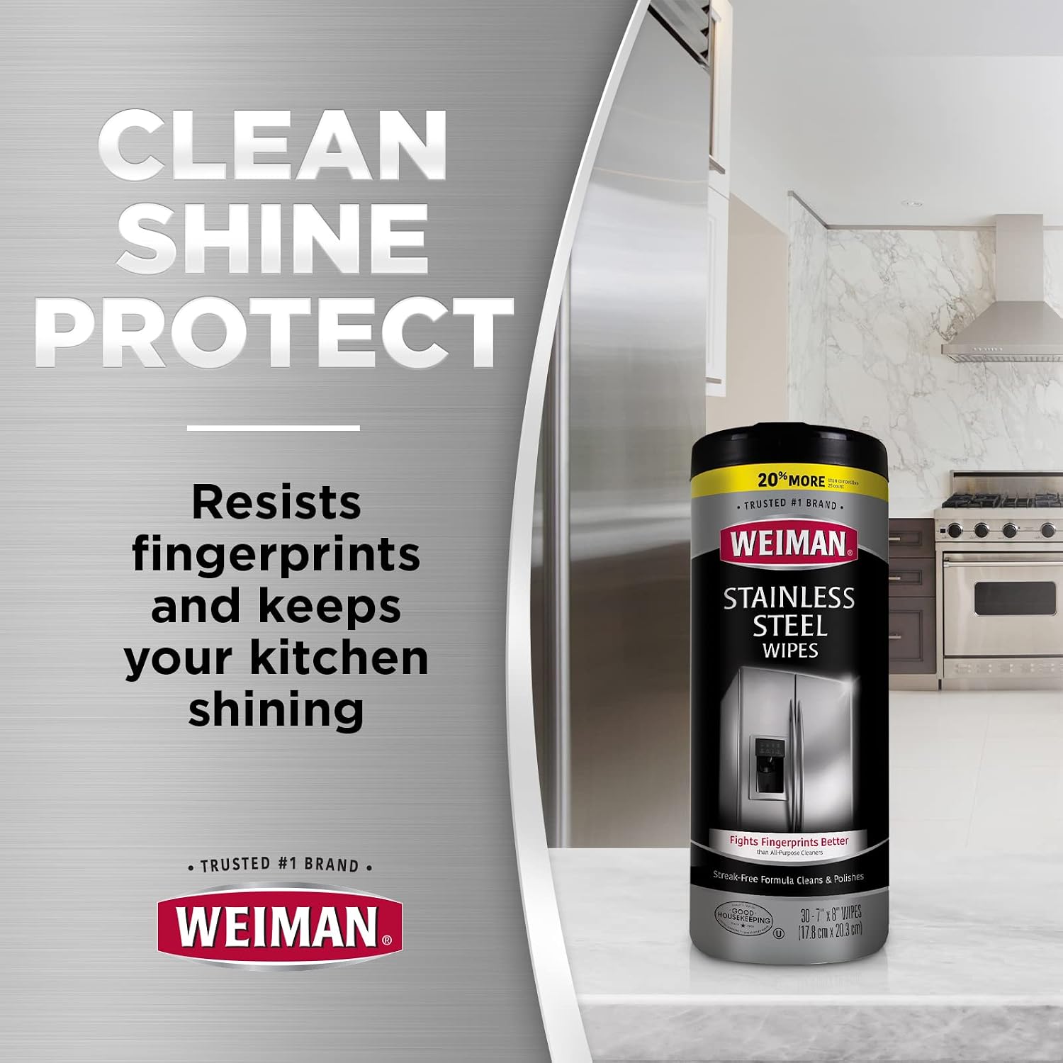 Weiman Stainless Steel Cleaner Wipes (4 Pack) Removes Fingerprints, Residue, Water Marks and Grease from Appliances - Works Great on Refrigerators, Dishwashers, Ovens, and Grills