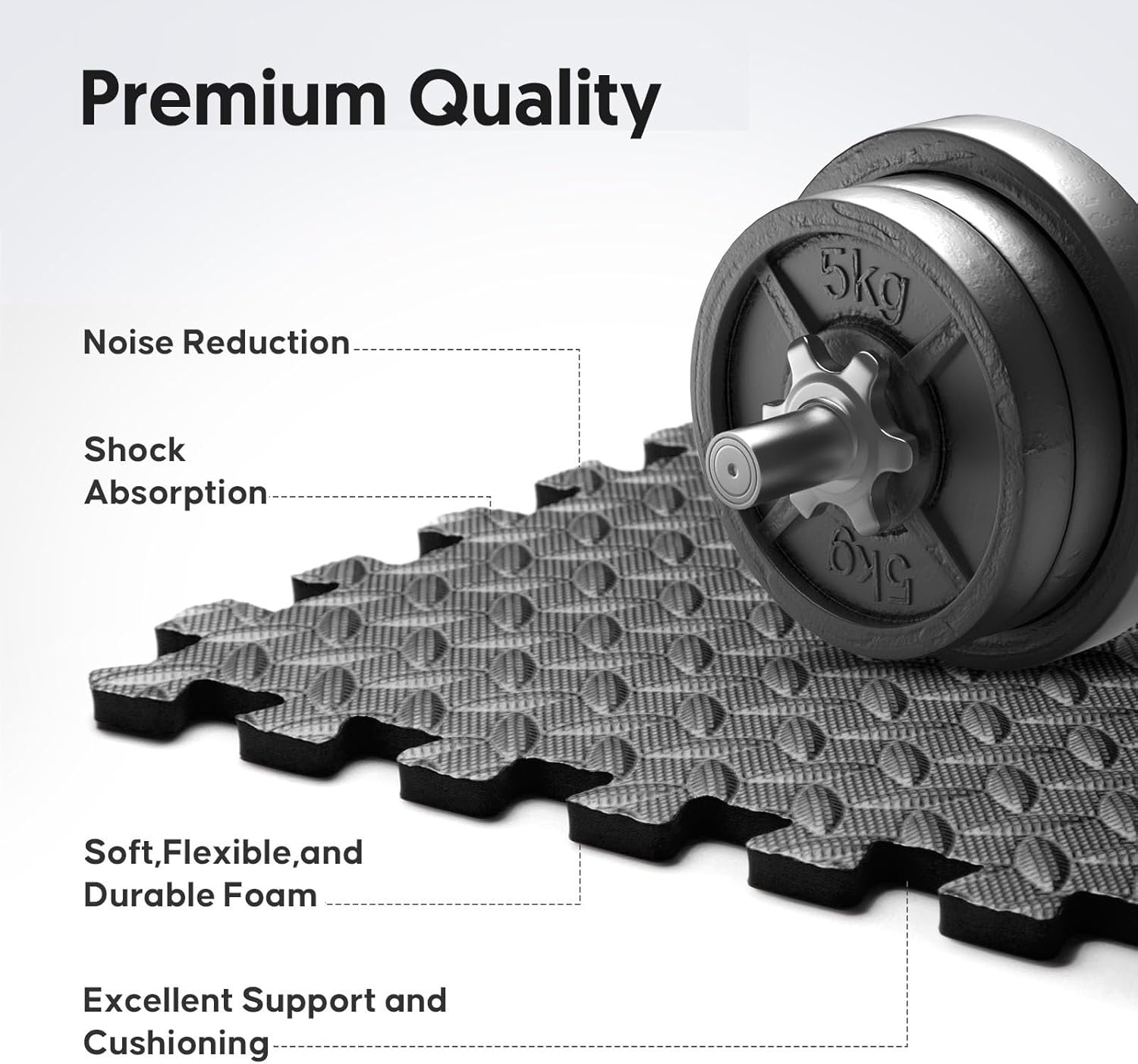 16 Pack 64 sqft Home Gym Mat, Puzzle Exercise Mat, EVA Interlocking Foam Floor Tiles for Home Workout Equipment and Kids' Play Areas - Black, 24 in x 24 in x ½ in - 16 Tiles (Black, 16 Pack, 64 SQ FT)