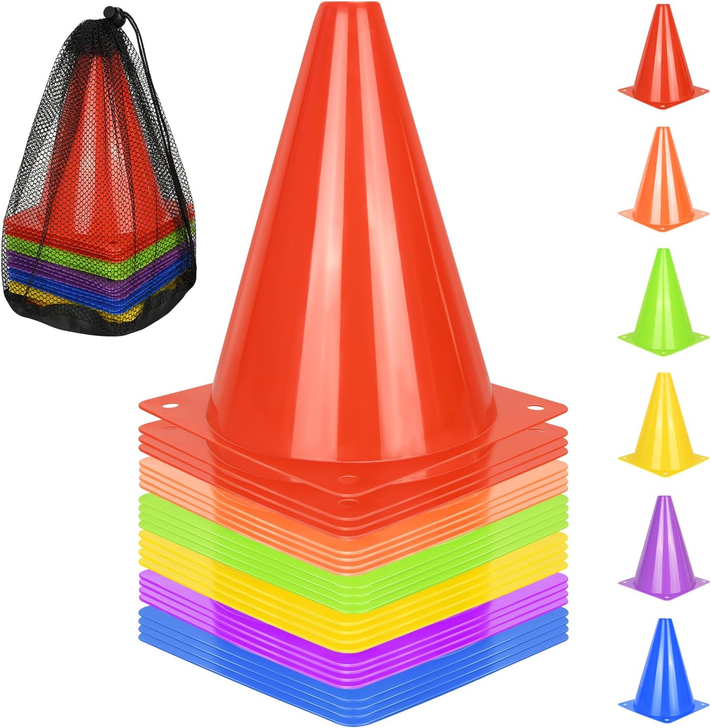 PXZBLG 12/24/50pcs Soccer Cones, 7" Plastic Traffic Cones