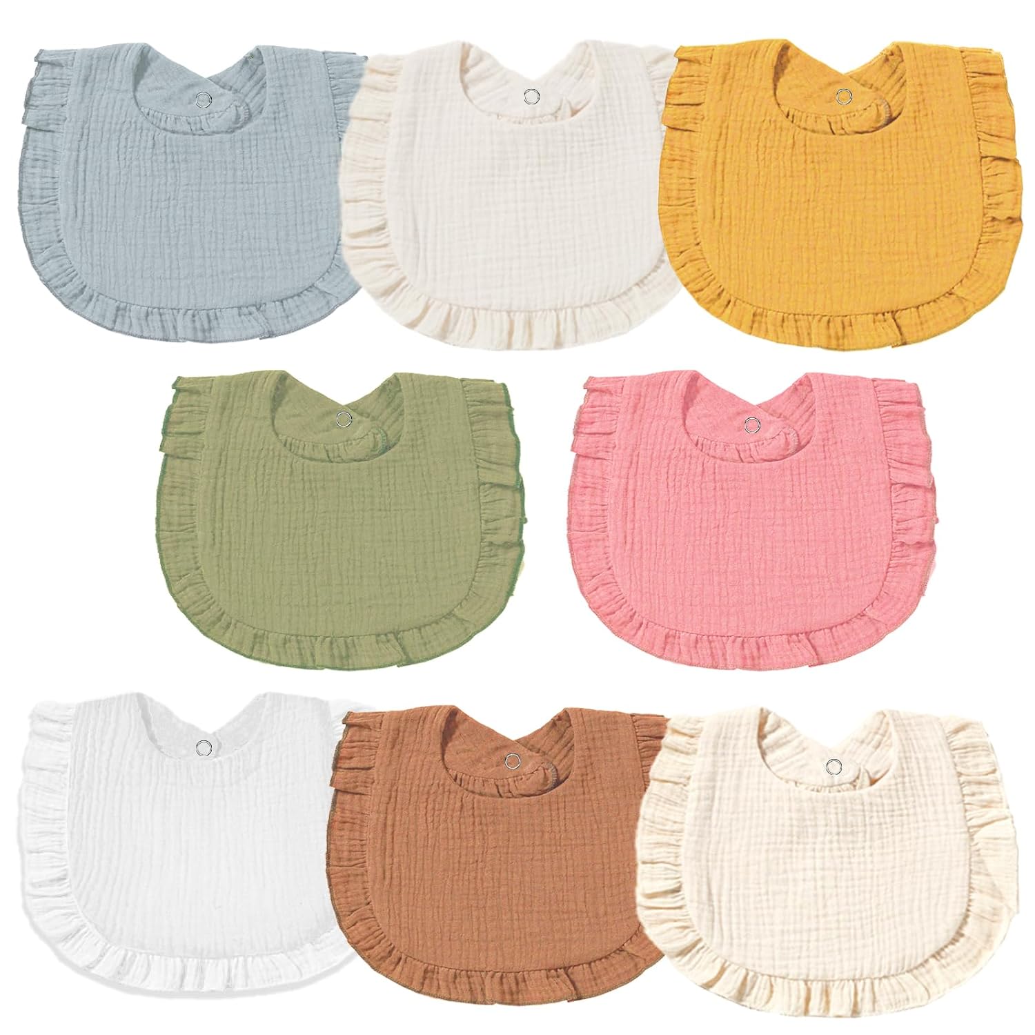 Muslin Baby Bibs for Baby Girls, Muslin Bibs Drool Bandana Bibs100% Cotton soft 8 Solid Colors Set
