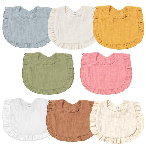 Muslin Baby Bibs for Baby Girls, Muslin Bibs Drool Bandana Bibs100% Cotton soft 8 Solid Colors Set