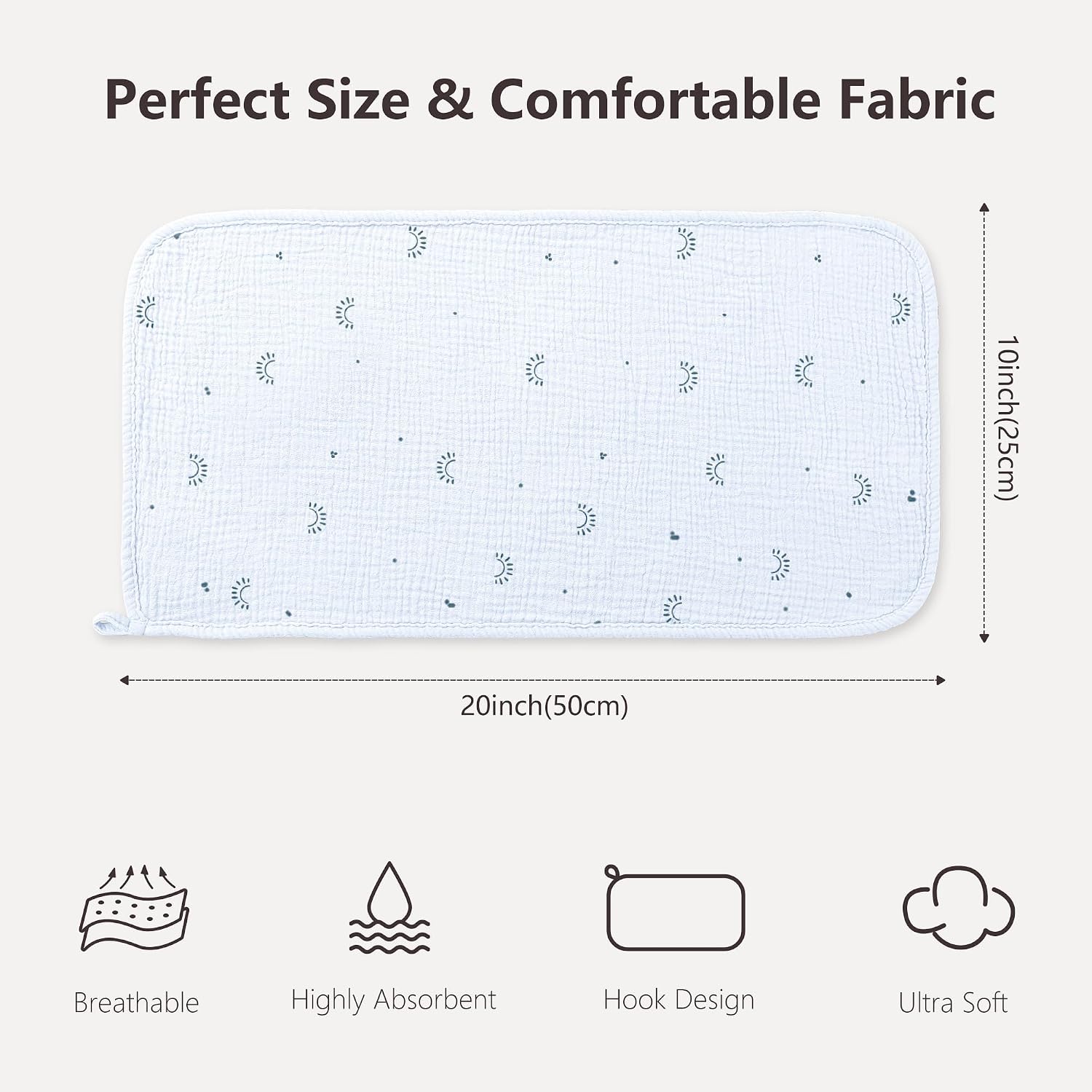 Susurration Muslin Burp Cloths, Soft Baby Burping Cloths for Unisex Boys and Girls, Newborn Essentials Large Extra Absorbent Washcloths, 20x10in, 6 Pack