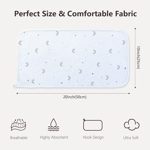 Susurration Muslin Burp Cloths, Soft Baby Burping Cloths for Unisex Boys and Girls, Newborn Essentials Large Extra Absorbent Washcloths, 20x10in, 6 Pack