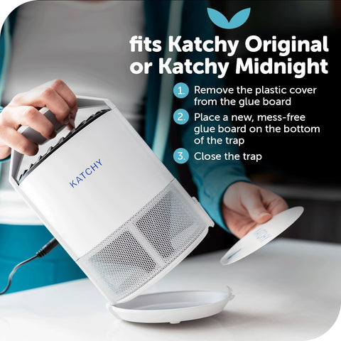 Katchy Original and Midnight Glue Board Refills (4 Pack) - Indoor Insect Trap Glue Board Refills for Mosquito, Gnat, Moth, Fruit Flies - Non-Zapper Traps for Buzz-Free Home