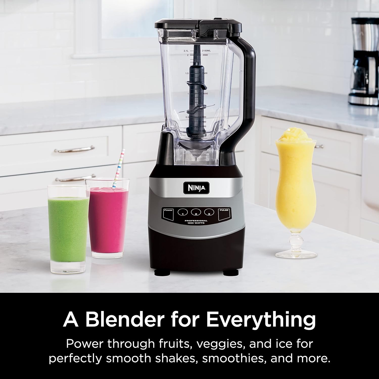 Ninja Blender for Smoothies & Shakes, 1000W, 72oz Pitcher, Black, NJ601AMZ