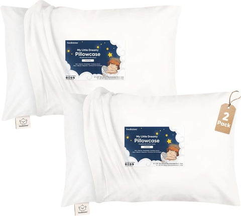 KeaBabies Toddler Pillowcase, 2pk 13x18 Organic Cotton Cover (Soft White)