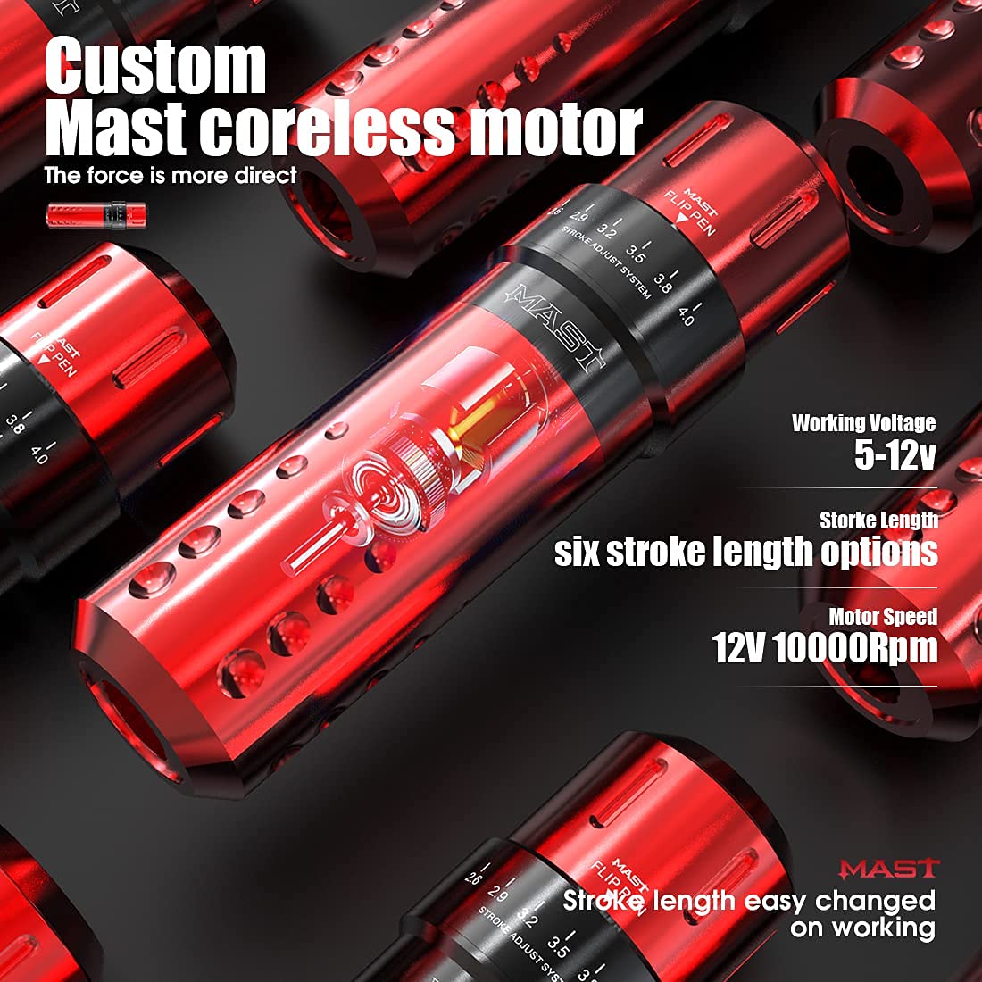 Mast Tattoo Flip Corded & Cordless Tattoo Gun Kit Rotary Tattoo Machine