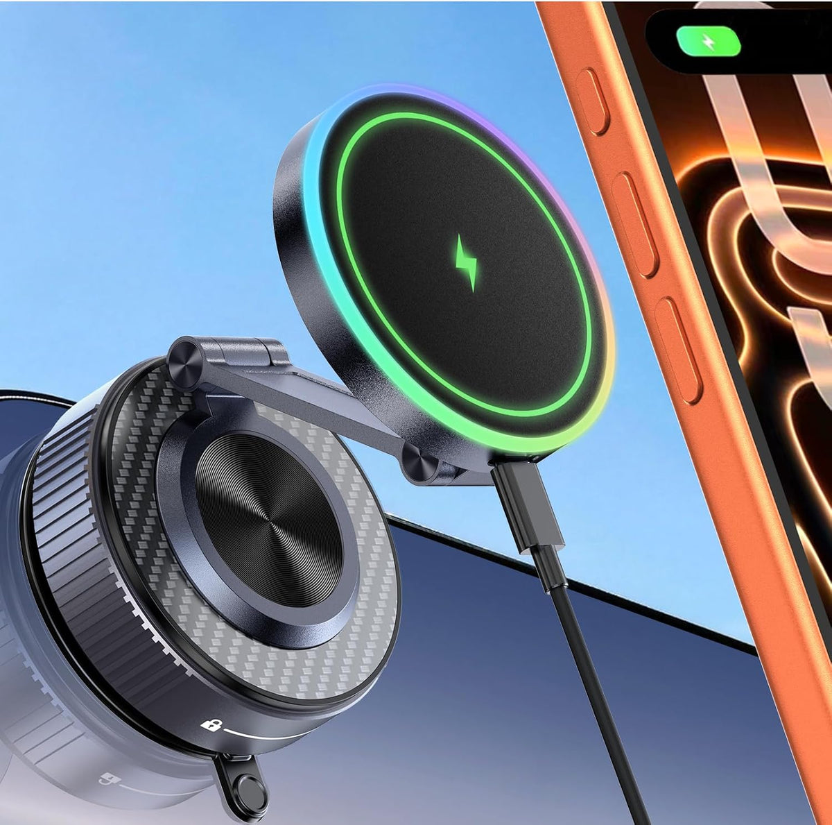 15W Magsafe Car Mount Charger, Faster Charging Wireless Car Charger