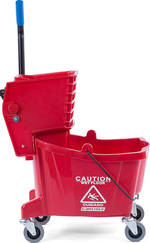 Carlisle FoodService Products 26 Qt Mop Bucket with Side Wringer, Red
